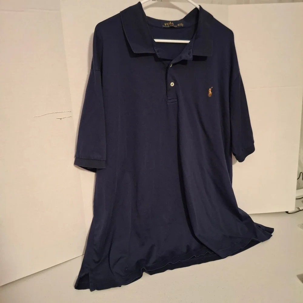 Polo Ralph Lauren‎ Mens Navy Blue Short Sleeve Polo Shirt Size 3XB Big & Tall